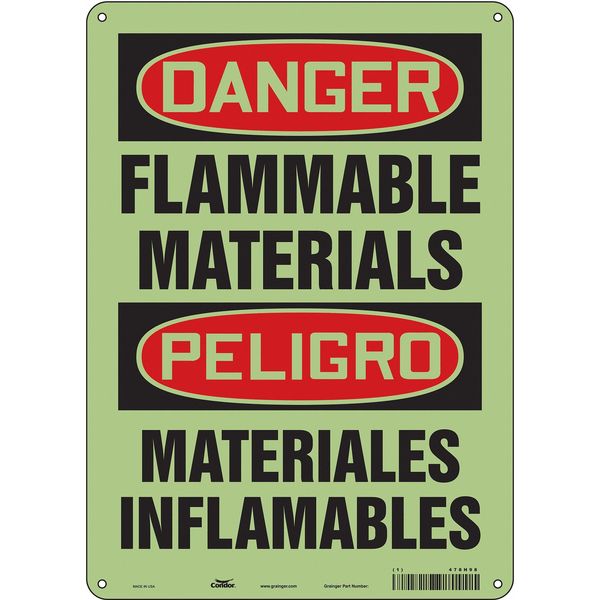 Safety Sign, 14 in Height, 10 in Width, Polyethylene, Vertical Rectangle, English, Spanish, 478H98