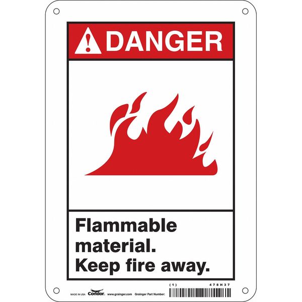 Safety Sign, 10 in Height, 7 in Width, Aluminum, Horizontal Rectangle, English, 478H37