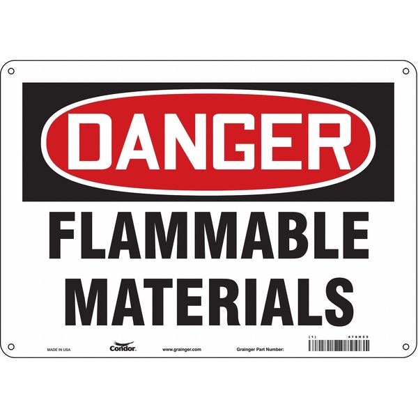 Danger Sign, 10 in H, 14 in W, Horizontal Rectangle, English, 478H55
