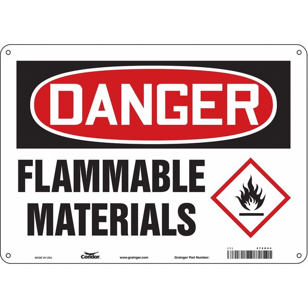 Danger Sign, 10 in H, 14 in W, Horizontal Rectangle, English, 478H64