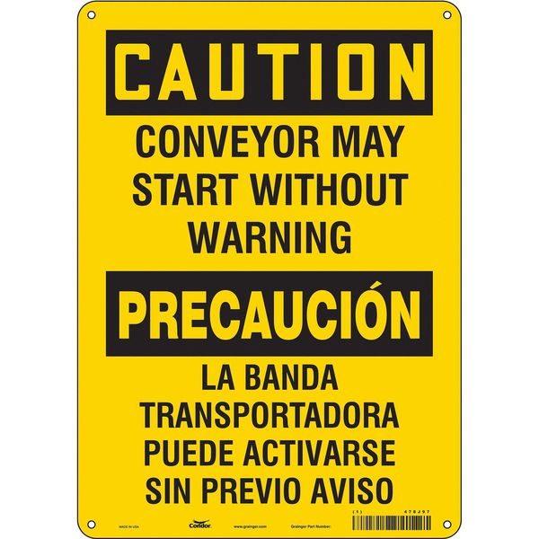 Safety Sign, 14 in Height, 10 in Width, Aluminum, Vertical Rectangle, English, Spanish, 478J97