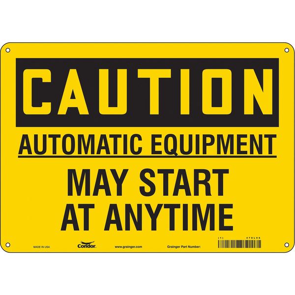 Safety Sign, 10 in Height, 14 in Width, Aluminum, Horizontal Rectangle, English, 478L96