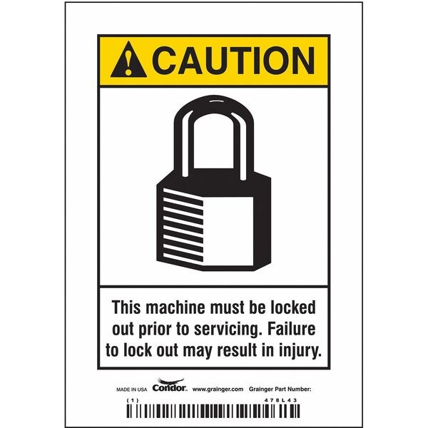 Safety Sign, 5 in Height, 3 1/2 in Width, Vinyl, Vertical Rectangle, English