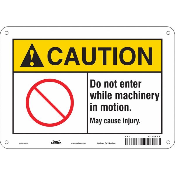 Safety Sign, 7 in Height, 10 in Width, Aluminum, Vertical Rectangle, English, 478M28