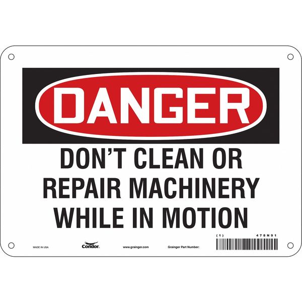 Safety Sign, 7 in Height, 10 in Width, Aluminum, Vertical Rectangle, English, 478N91