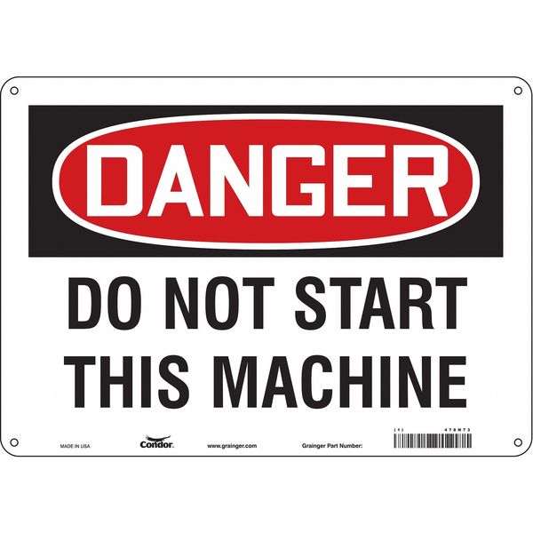 Safety Sign, 10 in Height, 14 in Width, Aluminum, Horizontal Rectangle, English, 478N73