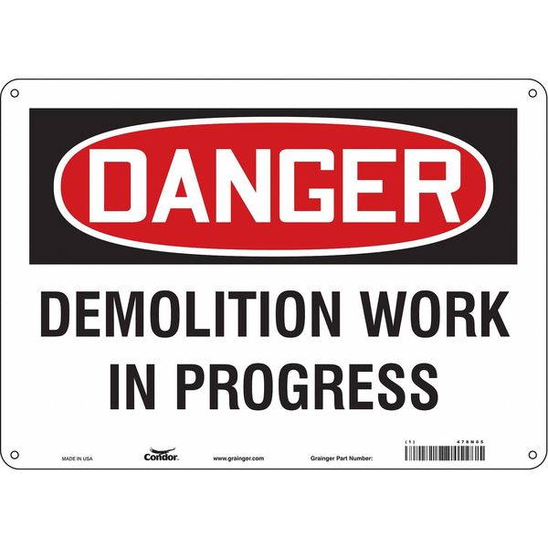 Safety Sign, 10 in Height, 14 in Width, Aluminum, Horizontal Rectangle, English, 478N05