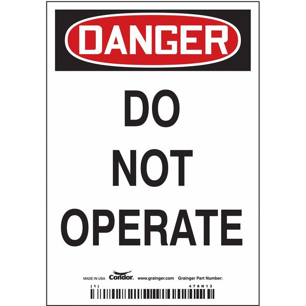 Safety Sign, 5 in Height, 3 1/2 in Width, Magnetic Vinyl, Vertical Rectangle, English