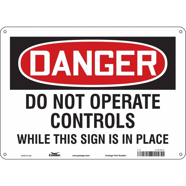 Safety Sign, 10 in Height, 14 in Width, Aluminum, Horizontal Rectangle, English, 478N25