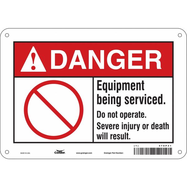 Safety Sign, 7 in Height, 10 in Width, Aluminum, Vertical Rectangle, English, 478P21