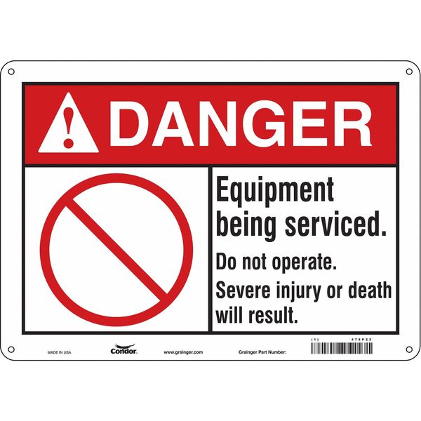 Safety Sign, 10 in Height, 14 in Width, Aluminum, Horizontal Rectangle, English, 478P22