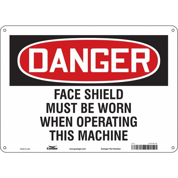 Safety Sign, 10 in Height, 14 in Width, Aluminum, Horizontal Rectangle, English, 478P32