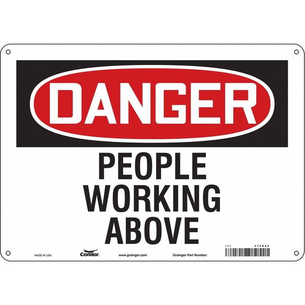 Safety Sign, 10 in Height, 14 in Width, Aluminum, Horizontal Rectangle, English, 478R80