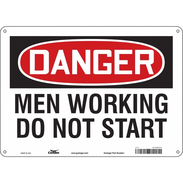 Safety Sign, 10 in Height, 14 in Width, Aluminum, Horizontal Rectangle, English, 478R32