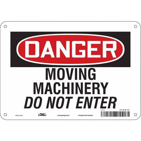 Safety Sign, 7 in Height, 10 in Width, Aluminum, Vertical Rectangle, English, 478R49