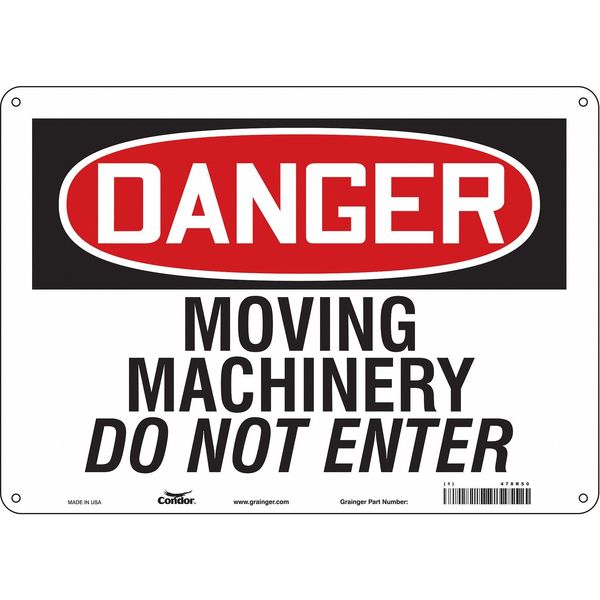 Safety Sign, 10 in Height, 14 in Width, Aluminum, Horizontal Rectangle, English, 478R50