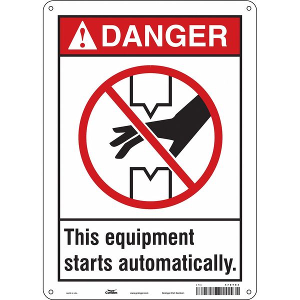 Safety Sign, 14 in Height, 10 in Width, Aluminum, Vertical Rectangle, English, 478T83