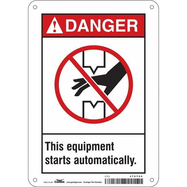 Safety Sign, 10 in Height, 7 in Width, Polyethylene, Horizontal Rectangle, English, 478T86