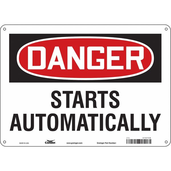 Safety Sign, 10 in Height, 14 in Width, Aluminum, Horizontal Rectangle, English, 478T08