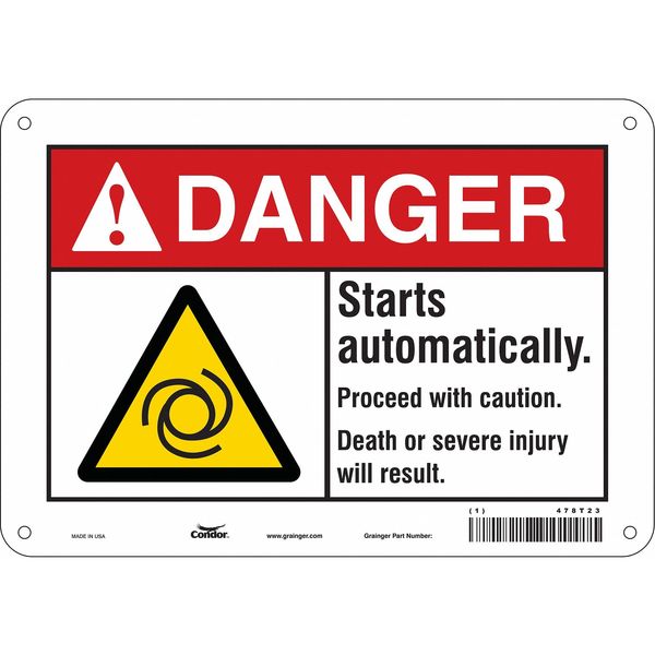 Safety Sign, 7 in Height, 10 in Width, Aluminum, Vertical Rectangle, English, 478T23
