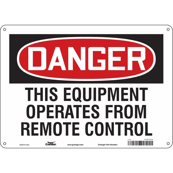 Safety Sign, 10 in Height, 14 in Width, Aluminum, Horizontal Rectangle, English, 478T49