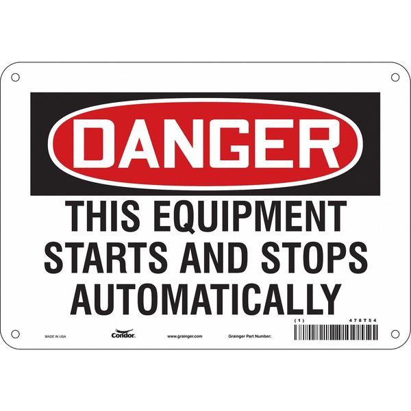 Safety Sign, 7 in Height, 10 in Width, Aluminum, Vertical Rectangle, English, 478T54