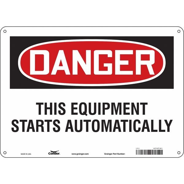 Safety Sign, 10 in Height, 14 in Width, Aluminum, Horizontal Rectangle, English, 478T61