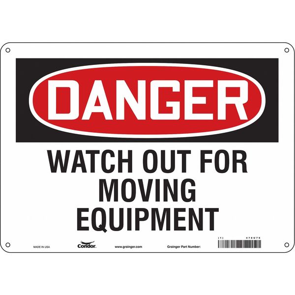 Safety Sign, 10 in Height, 14 in Width, Aluminum, Horizontal Rectangle, English, 478U76
