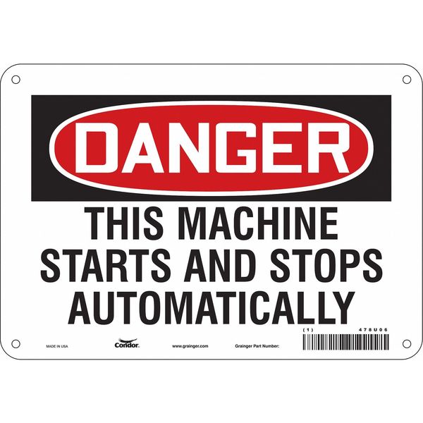Safety Sign, 7 in Height, 10 in Width, Aluminum, Vertical Rectangle, English, 478U06