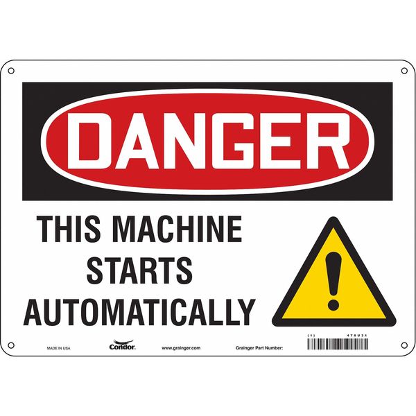 Safety Sign, 10 in Height, 14 in Width, Aluminum, Horizontal Rectangle, English, 478U31