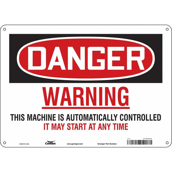 Safety Sign, 10 in Height, 14 in Width, Aluminum, Horizontal Rectangle, English, 478U69