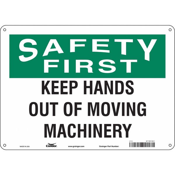 Safety Sign, 10 in Height, 14 in Width, Aluminum, Horizontal Rectangle, English, 478V82