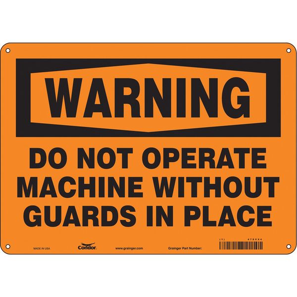 Safety Sign, 10 in Height, 14 in Width, Aluminum, Horizontal Rectangle, English, 478V94