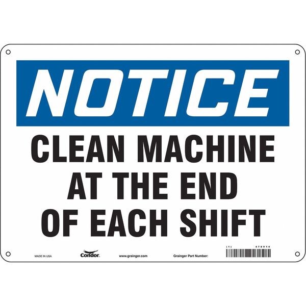 Safety Sign, 10 in Height, 14 in Width, Aluminum, Horizontal Rectangle, English, 478V14