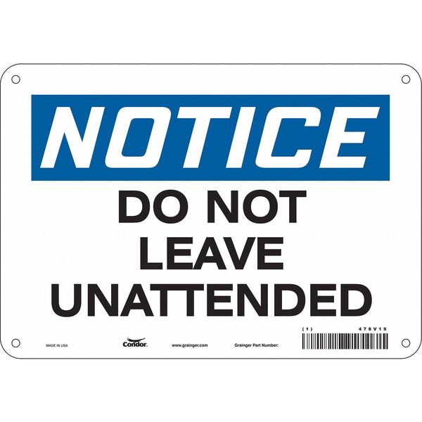 Safety Sign, 7 in Height, 10 in Width, Aluminum, Vertical Rectangle, English, 478V19