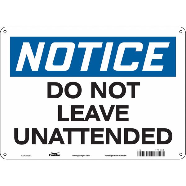 Safety Sign, 10 in Height, 14 in Width, Aluminum, Horizontal Rectangle, English, 478V20