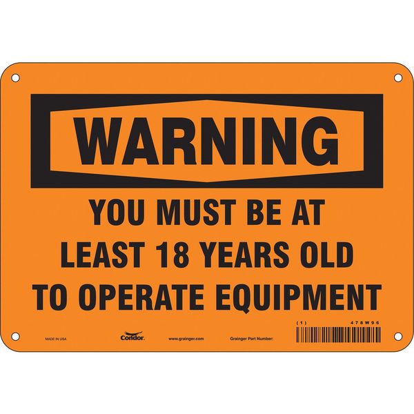 Safety Sign, 7 in Height, 10 in Width, Aluminum, Vertical Rectangle, English, 478W96