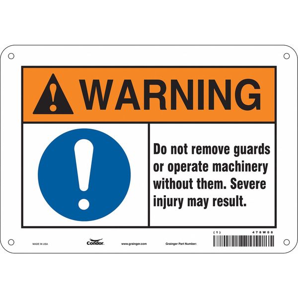 Safety Sign, 7 in Height, 10 in Width, Aluminum, Vertical Rectangle, English, 478W08