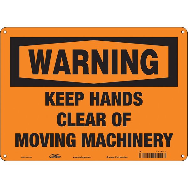 Safety Sign, 10 in Height, 14 in Width, Aluminum, Horizontal Rectangle, English, 478W27