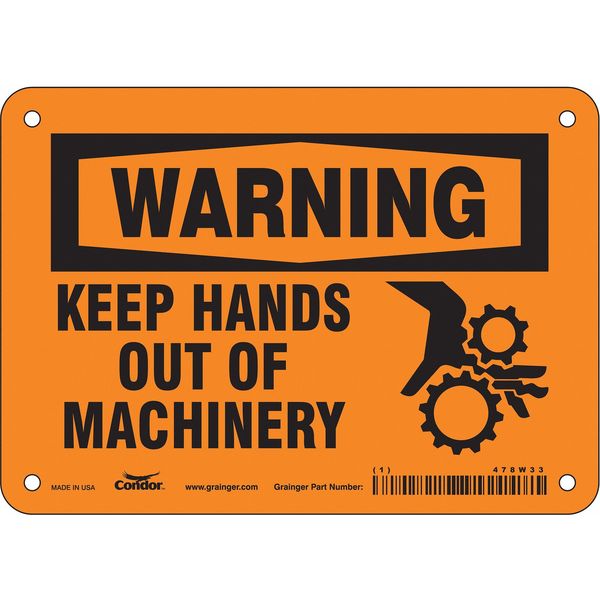 Safety Sign, 5 in Height, 7 in Width, Aluminum, Horizontal Rectangle, English