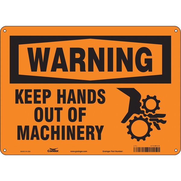 Safety Sign, 10 in Height, 14 in Width, Aluminum, Horizontal Rectangle, English, 478W35