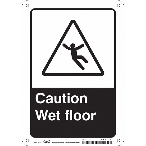 Safety Sign, 10 in Height, 7 in Width, Aluminum, Horizontal Rectangle, English, 478X29