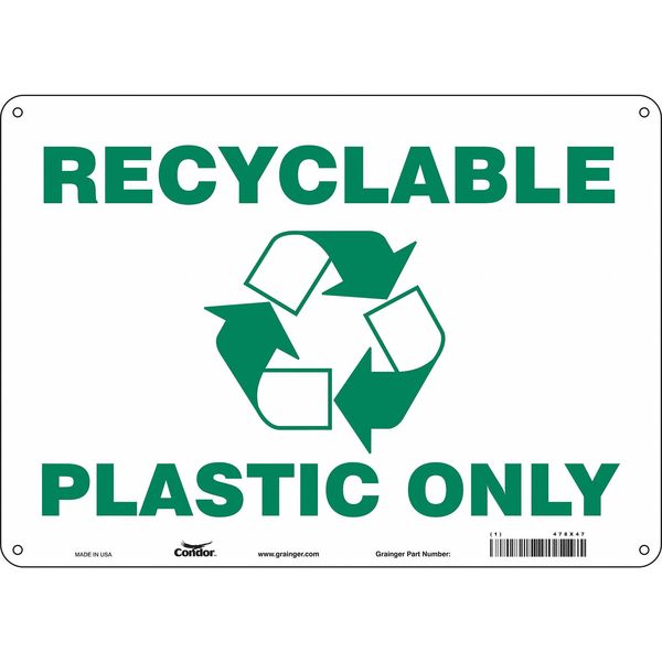 Safety Sign, 10 in Height, 14 in Width, Aluminum, Horizontal Rectangle, English, 478X47