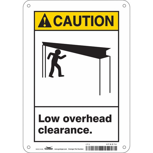 Safety Sign, 10 in Height, 7 in Width, Aluminum, Horizontal Rectangle, English, 478Z74
