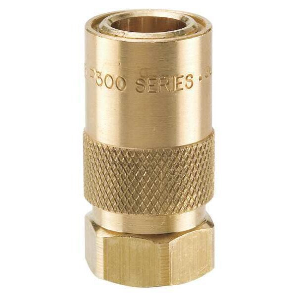 Hydraulic Quick Connect Hose Coupling, Brass Body, Sleeve Lock, 1/8