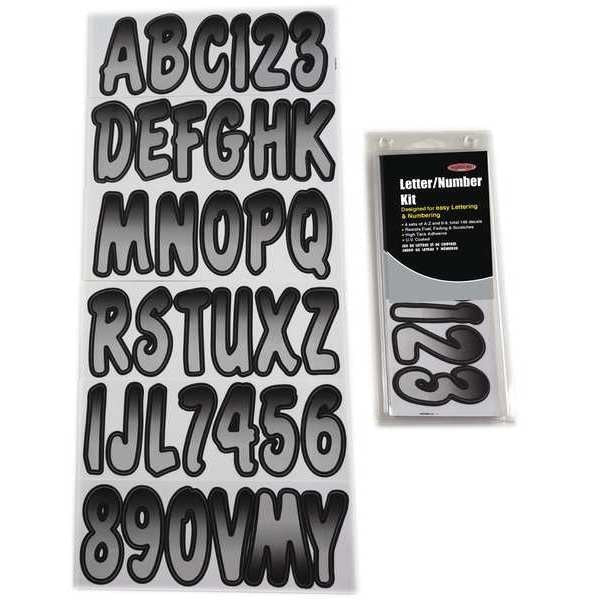 Number and Letter Combo Kit, Silver/Black