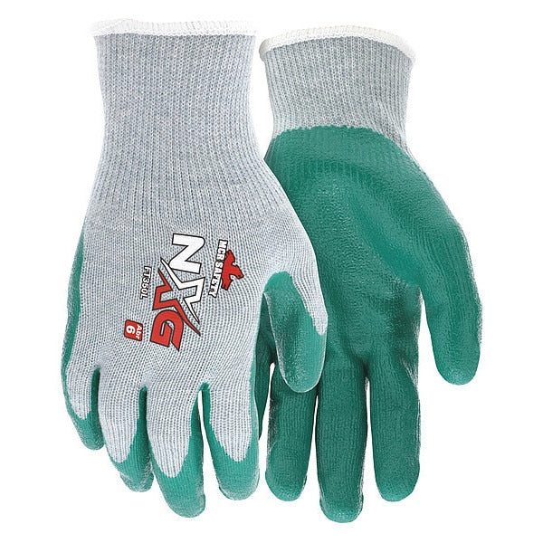 Nitrile Coated Gloves, Palm Coverage, Gray/Green, XL, PR