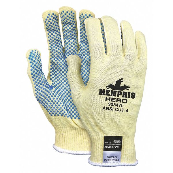 Cut Resistant Coated Gloves, A6 Cut Level, PVC, S, 1 PR