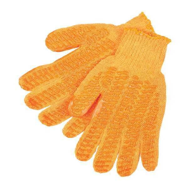 Knit Gloves, S, Orange, PVC Material, PK12