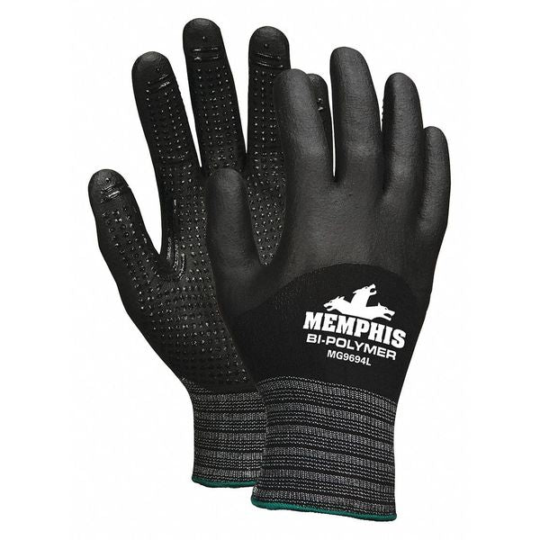 Bi-Polymer/Nitrile Coated Gloves, 3/4 Dip Coverage, Black/Gray, S, 12PK